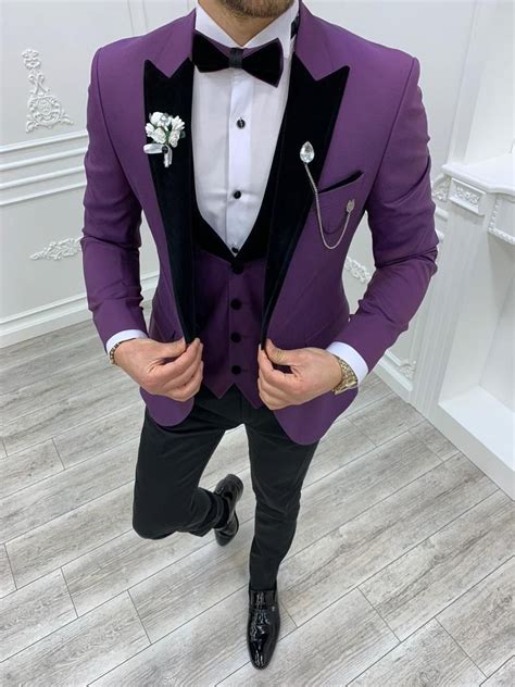 purple and silver prom suits